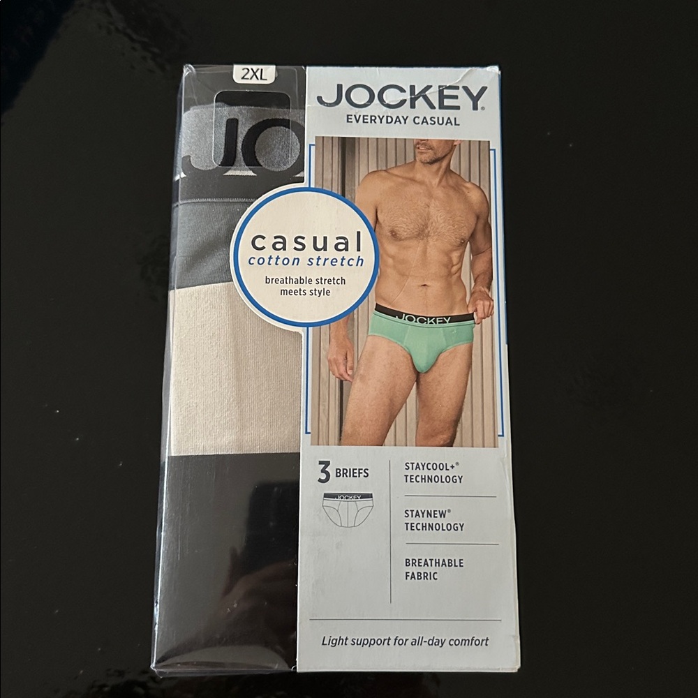 Jockey® Casual Cotton stretch breathable 3 Pack -solid black, grey, nude 2XL